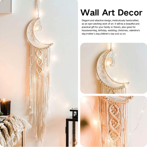 LAST 1 New Bohemian Macramé Lighted Hanging Moon - Picture 3 of 4